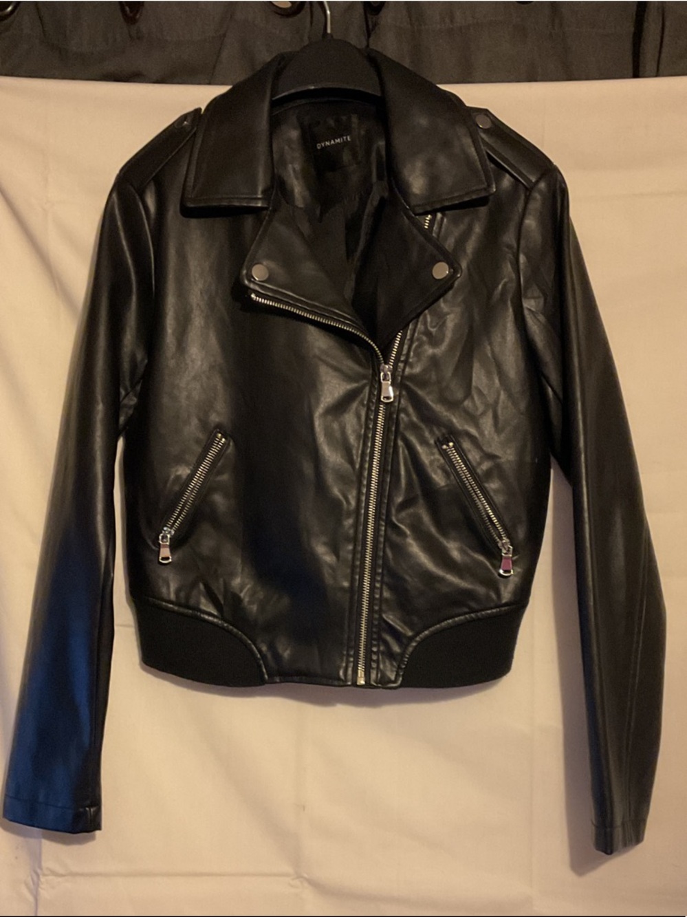 Dynamite Black Faux Leather Moto Zip Jacket